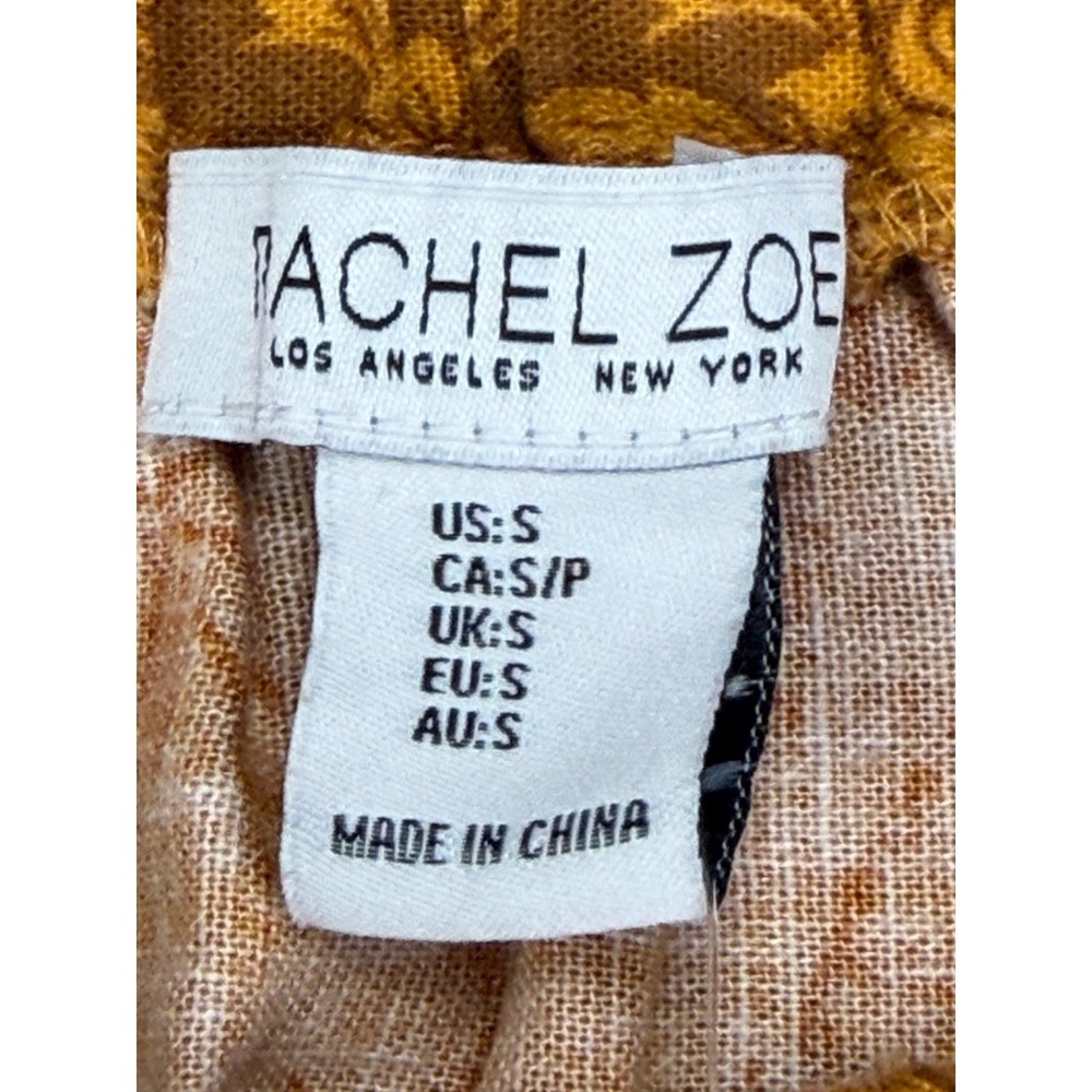 Rachel Zoe | Mustard Orange Floral Medallion Linen Blend Maxi Skirt | Small - Picture 6 of 16